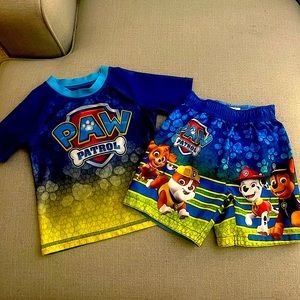 Paw Patrol 2 Piece Swim Suit - Top & Swim trunks - Size 2T - EUC Like New!